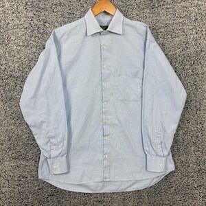 Gitman Bros Shirt Mens Large Blue Check Dress Long Sleeve 100% Cotton Made USA